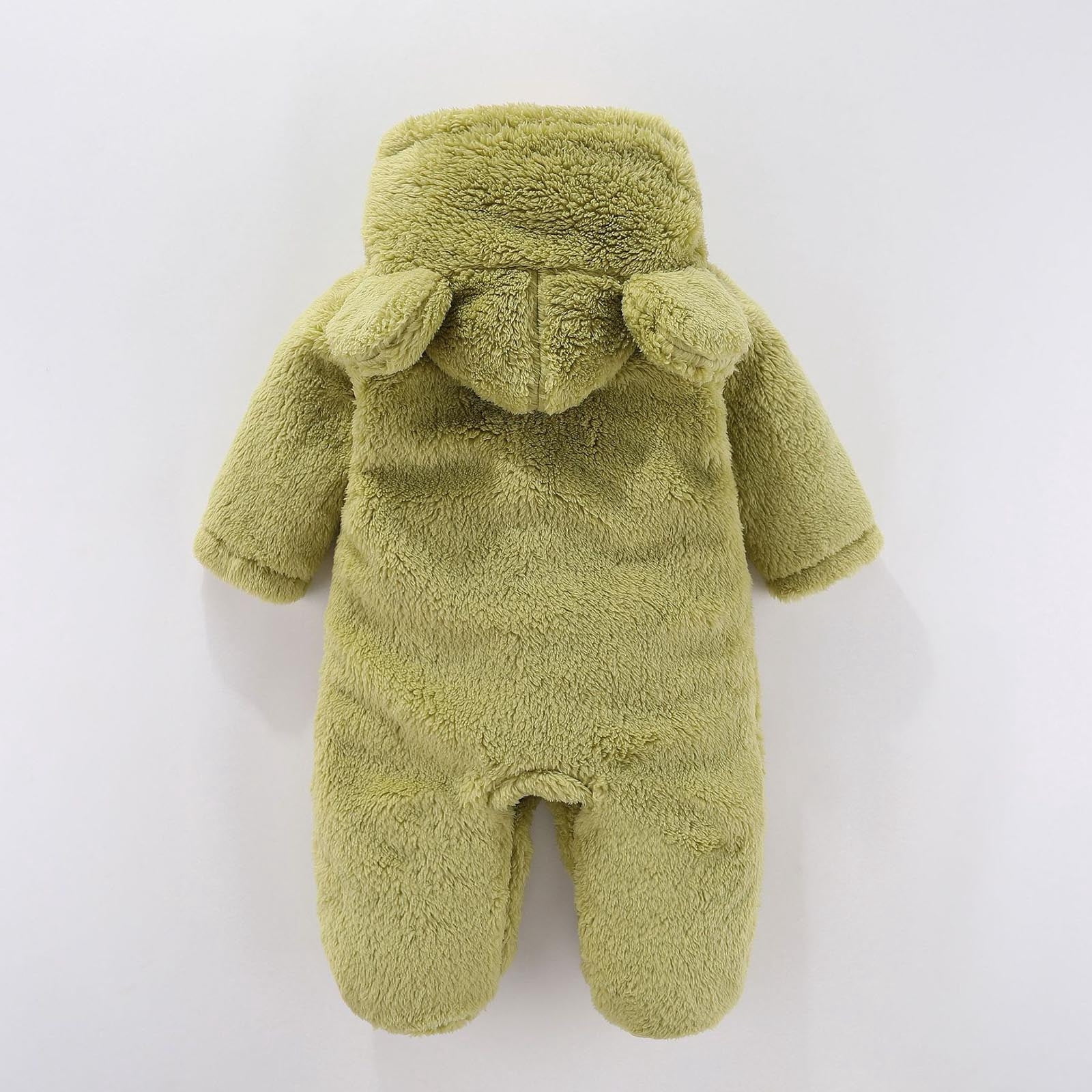 UAMVSH Baby Winter Clothes Newborn Fleece Warm Romper Jumpsuit Infant Comfy Soft Hooded Long Sleeve Onesies with Ears