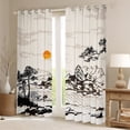 thumbnail image 2 of Erosebridal Japanese Style Blackout Curtains Traditional Ink Painting Curtains & Drapes, Country Mountain Tree Curtains Exotic Oriental Style Black Out Curtains, Black Beige Window Drapes, 2 of 6