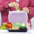 thumbnail image 3 of Bolsas de almacenamiento reutilizables de silicona de grado alimenticio con cierre hermético a prueba de fugas – Bolsas de 500 ml para conservar alimentos, frutas, verduras, aperitivos y prepara, 3 of 5