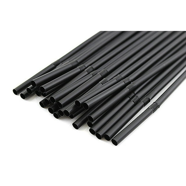 100 pajitas flexibles negras para beber, pajitas de plástico desechables para fiesta de boda Wmkox8yii FHAKJF1012