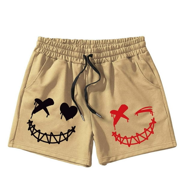 PMUYBHF Mens Stretch Pants Men's Letter Graphic Track Shorts Drawstring Waist Summer Workout Shorts Brunt Work Pants Rave Pants