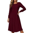 thumbnail image 6 of Omexry Work Dresses for Women Women's Fashion And Leisure Splicing Long Sleeve Round Neck Loose And Comfortable Dress, 6 of 7