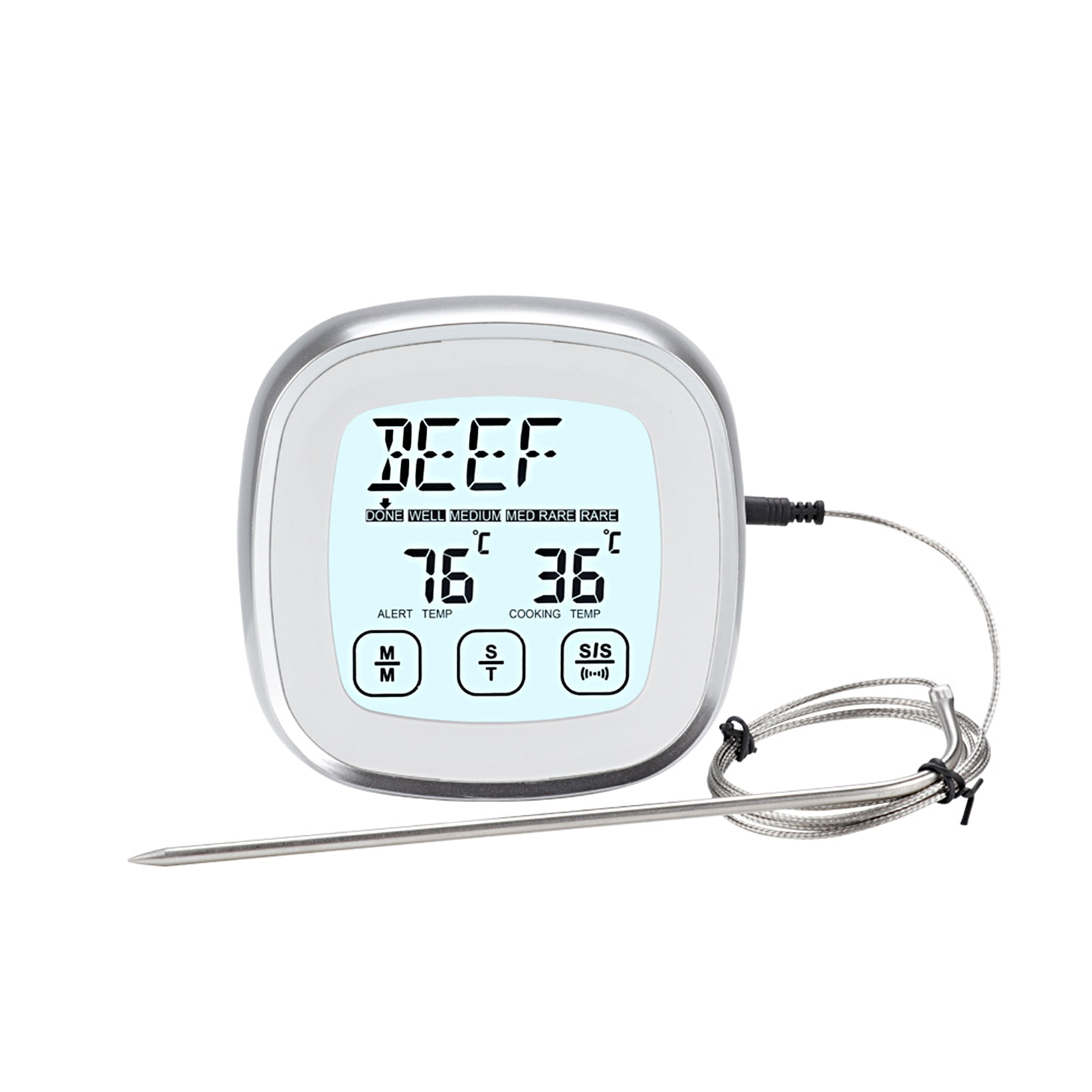 BBQ Grill iClanda Meat Thermometer Wireless Cooking Thermometer 4 Probes Digital Thermometer with Large Backlight Display 196ft Remote Monitor Timer 12 Preset Meat Modes Alarm for Oven 