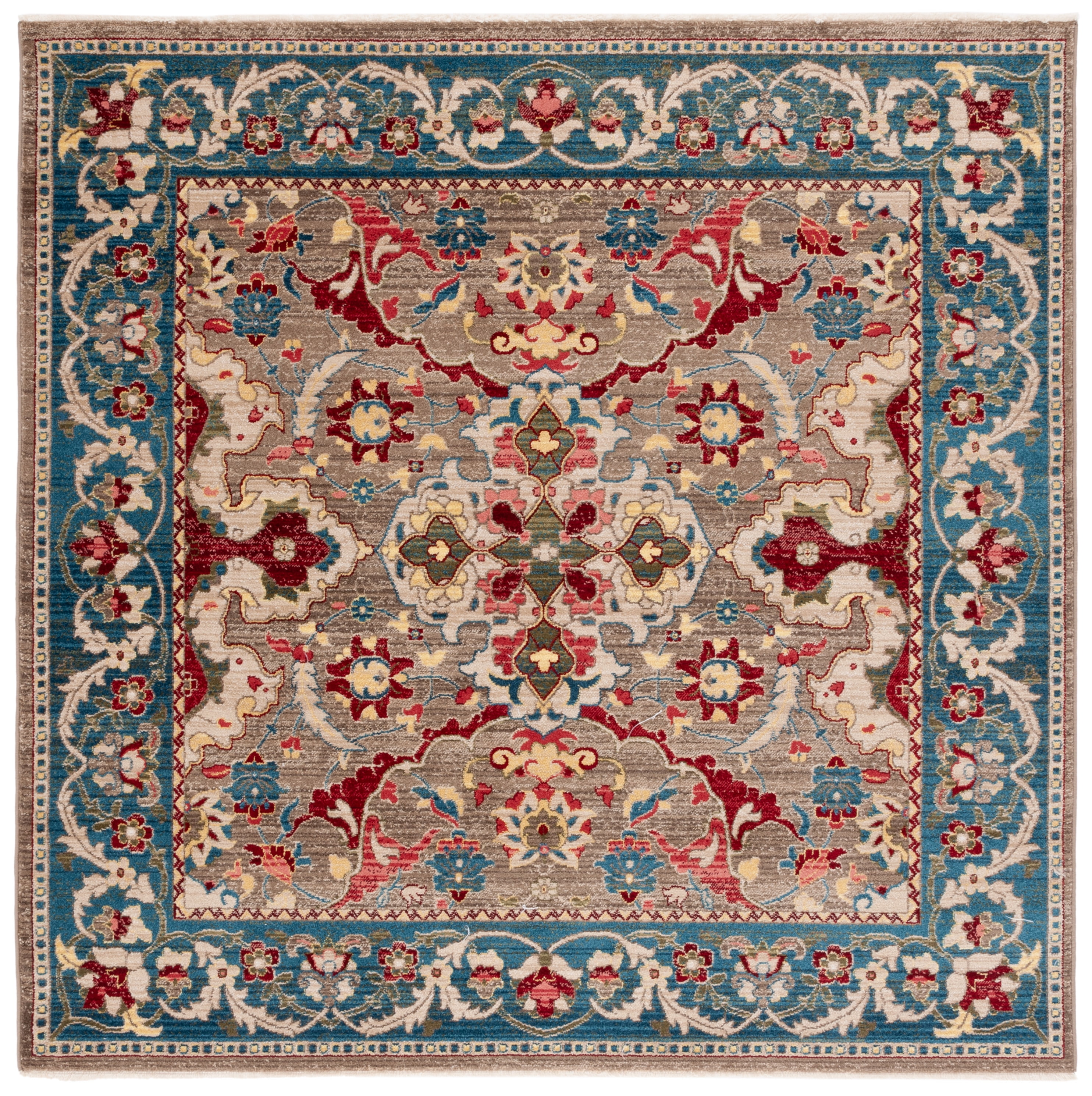 Safavieh Kashan Vincent Oriental Area Rug, Taupe/Blue, 3'3" x 3'3" Square