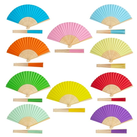 

Litake 20Pcs Colorful Paper Fan Handmade Foldable Children Painting Fan Practical Cooling Tool