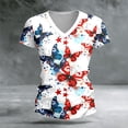 thumbnail image 2 of USA 250th Anniversary Soft Tee Short Sleeve V Neck Loose Crewneck Graphic Top White L, 2 of 5
