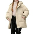 thumbnail image 3 of Ruyang Kids Winter Puffer Coat Boys Girls Padded Warm Puffy Long Parka Coat Zip Up Button Hooded Down Quilted Outwear, 3 of 9