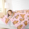 thumbnail image 3 of Manfei Cartoon Capybara Full Size Comforter Sets,Cute Initial K Bedding Comforter Set,Pink Brown,Pink Reversible,3 Pieces,1 Comforter and 2 Pillowcases, 3 of 7