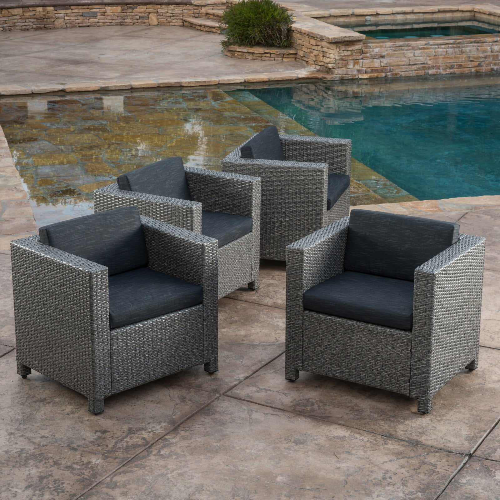 Puerta Outdoor Club Chairs With Cushion Set Of 4 Com