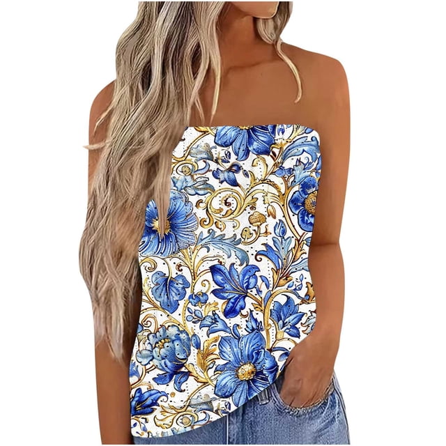 Chandails à Capuchon Oversize pour Femmes Chandail d'Été Décontracté Sans Manches Blouse Imprimée T-Shirt Sans Bretelles pour Femmes Chandail en Molleton Col Rond Grande Taille Hauts Multicolores