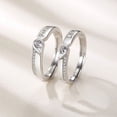thumbnail image 5 of Couple Rings Sterling Silver Heart Shaped with Gem Inlays Adjustable Opening 925 Silver Purity Romantic Rings Holiday Gift for Her and Him Anniversary Jewelry, 5 of 6