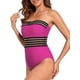 thumbnail image 2 of Trajes de baño de una pieza sin tirantes para mujer con control de barriga, trajes de baño halter adelgazantes, 2 of 6