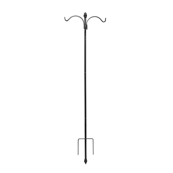 Panacea 84" Steel Black 4-Way Shepherd's Hook for Bird Feeder & Hanging Baskets