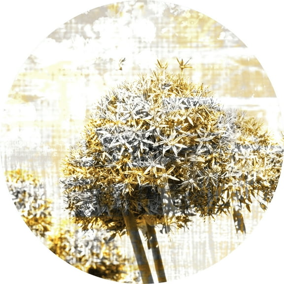 Dundee Deco's Vintage Grey Gold Lavender Star Circular Peel and Stick Wall Mural, 28 in Diameter (4 sq ft.)