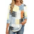 thumbnail image 2 of Fantaslook Womens Plus Size Tops 3/4 Sleeve Pleated Dressy Blouses Crew Neck Casual Tunic Tops Summer Shirts, 2 of 7