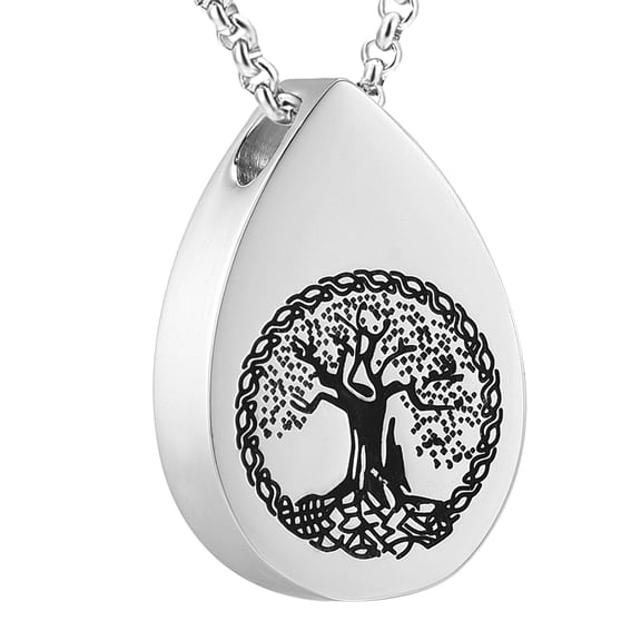 Teardrop Urn Necklaces for Ashes Tree of Life Memorial Ashes Lockets, Cremation Jewelry Keepsake Pendant for Ashes for Women for Men