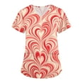 thumbnail image 2 of Scrub Top Women,Women's Valentine's Day Printed Loose-Fit V-Neck Pocket Short-Sleeve Nursing Scrubs Top - Red - L, 2 of 6