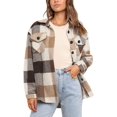 thumbnail image 1 of XINQIHANG Womens Casual Plaid Shacket Button Down Long Sleeve Shirt, 1 of 5
