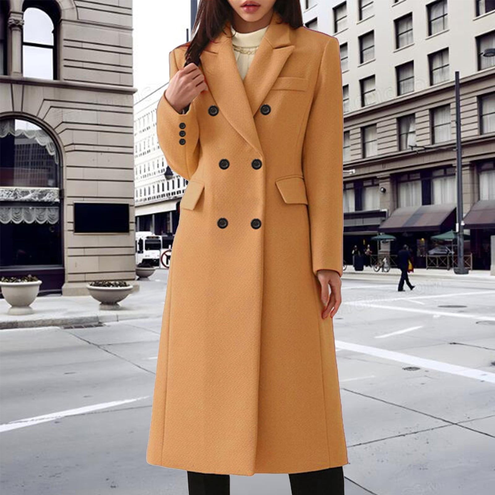 Women'S Winter Coats Fashion Casual Long Double Solid Woolen