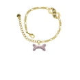thumbnail image 2 of Delight Jewelry Silvertone Large Light Pink Crystal Dog Bone Gold-tone Paw Infinity Link Chain Bracelet, 6"+2" Extender, 2 of 3