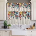 thumbnail image 3 of Kitchen Window Curtains Valance and Tier Set, Vintage Bohemian Flower Rod Pocket Tier Curtain Valance Set, Abstract Floral Art Light Filtering Cafe Curtains for Bedroom Living Room, 3 of 9
