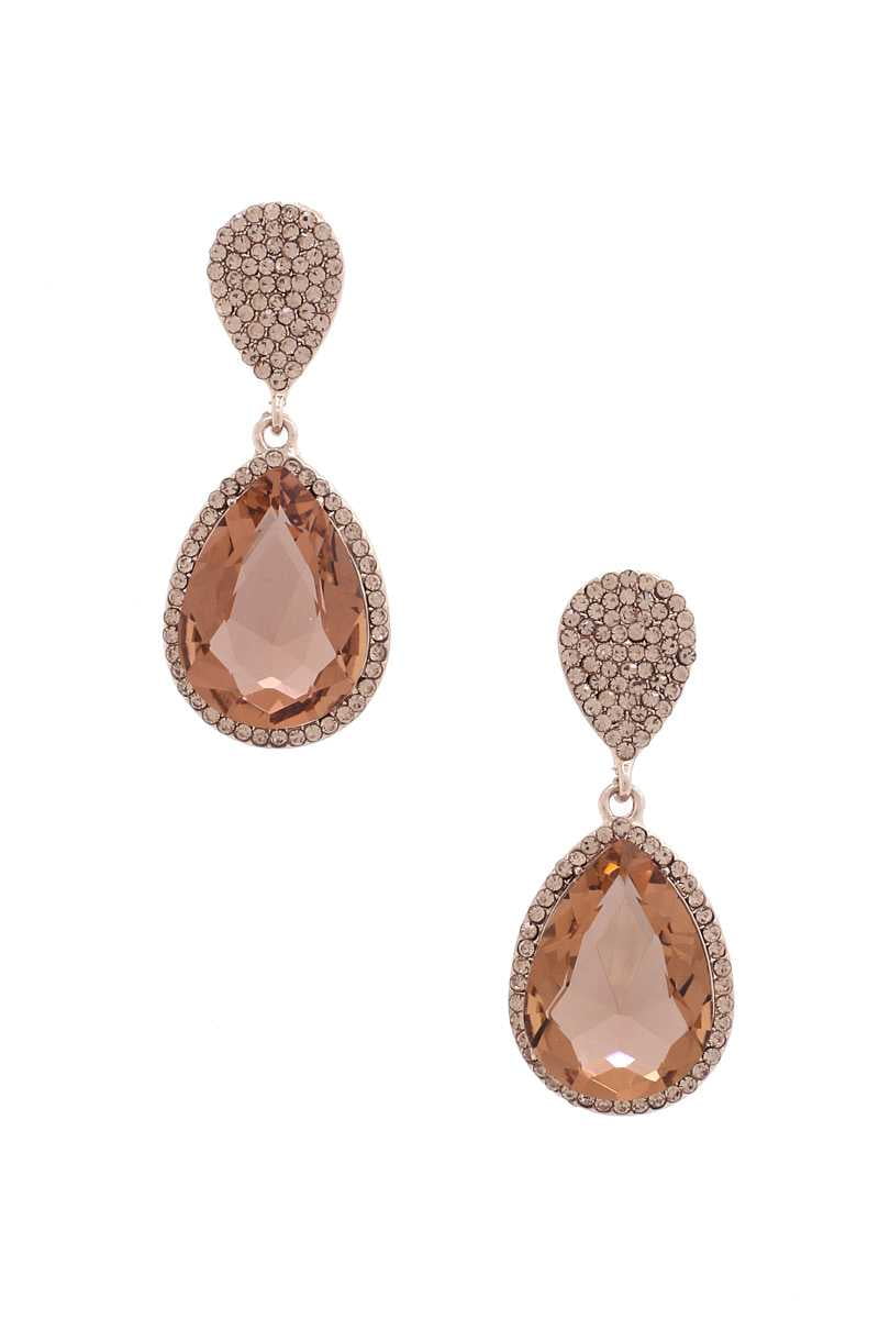 Teardrop Rhinestone Edge Elegant Earring Multi