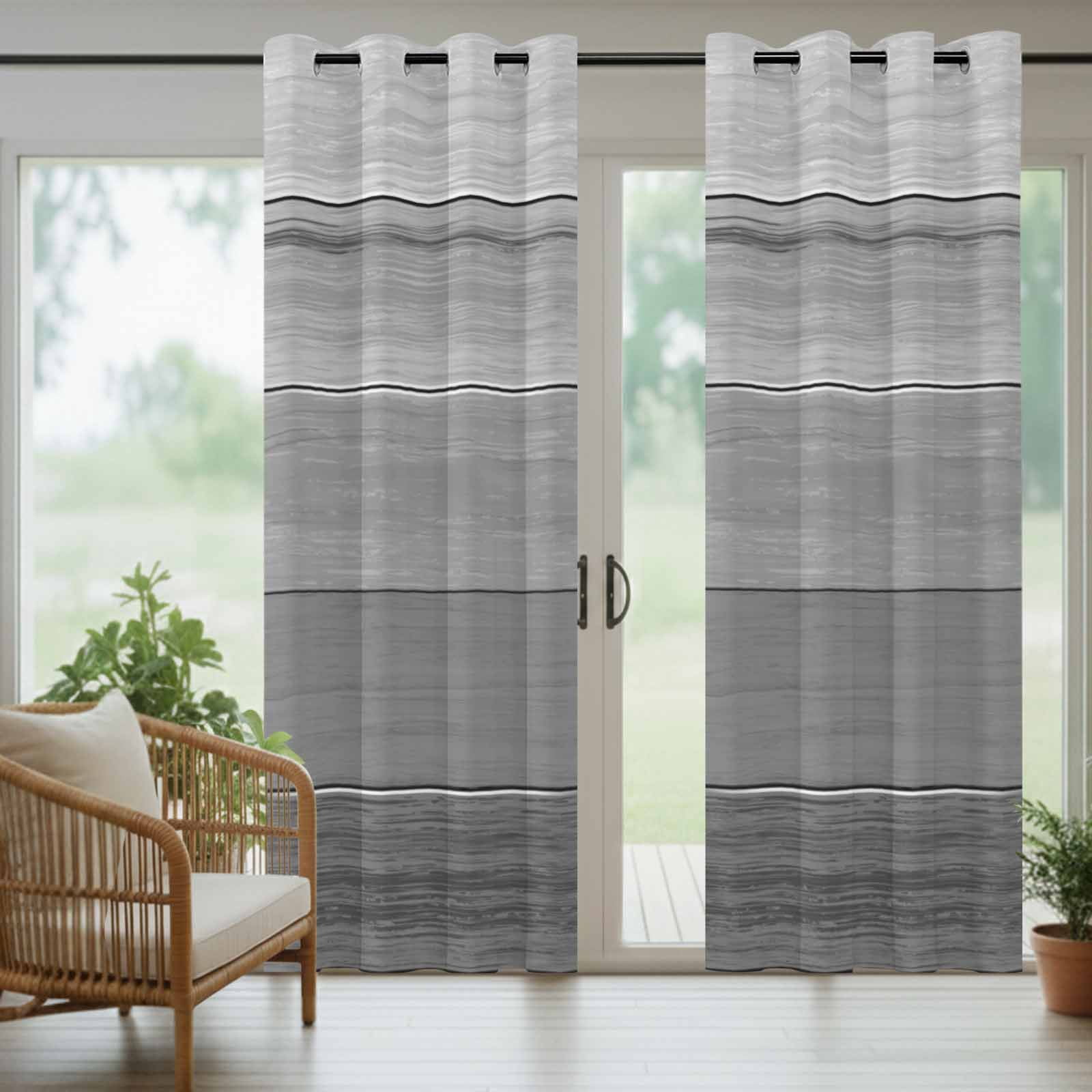Outdoor Curtains for Patio Waterproof, Grey Ombre Wooden Windproof Pravicy Outside Porch Blackout Curtain, Farmhouse Retro Gray Wood Gradient Sun Blocking Grommets Curtains for Cabana Gazebo 54"x95"