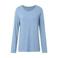 thumbnail image 5 of UJNDER Women's Classic V Neck Long Sleeve T Shirts for Women Solid Color Top Casual Comfortable Blue XXL, 5 of 5