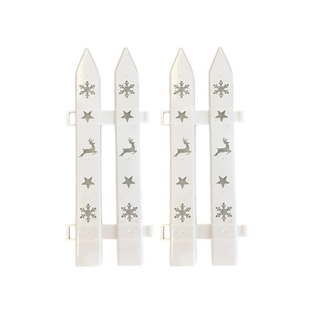 SDNall White Christmas Tree Fence Decor, PVC Deer Star And Snowflake Cut-Out Garden Decoration, Durable And Versatile For Holiday Displays With Easy Assembly