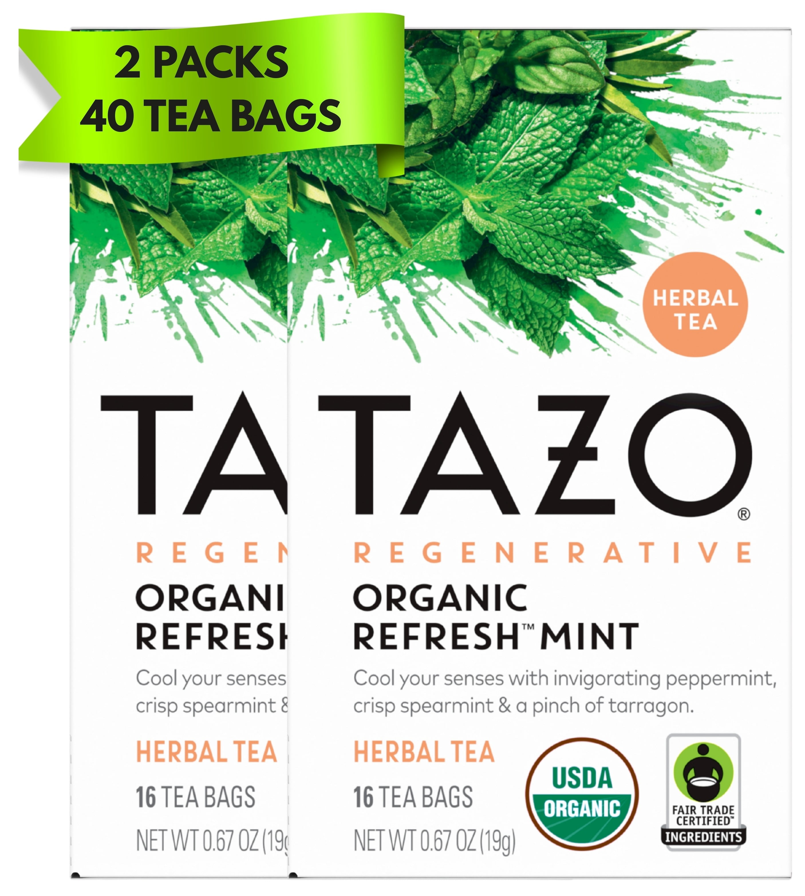 TAZO Tea, Refresh Mint Herbal Tea Bags, 20 ct, Peppermint and