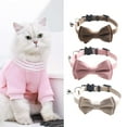 thumbnail image 1 of Flmtop Pet Collar Bow Knot Design Bell Design Removable Medium Cats Collar for Travel Brown, 1 of 9