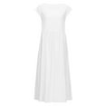 thumbnail image 2 of Innerwin Dresses Crew Neck Ladies Dress Beach Solid Color Loose Sundress White XL, 2 of 5