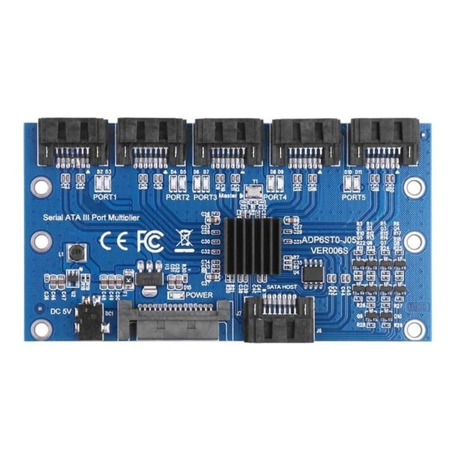JShteea Tarjeta Expansión SATA 1 A 5 Puertos SATA3.0 Placa Base 6Gbps Riser Hub Adapter