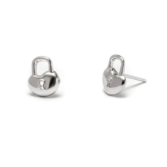 Amy and Annette Sterling Silver Lock Earring Studs