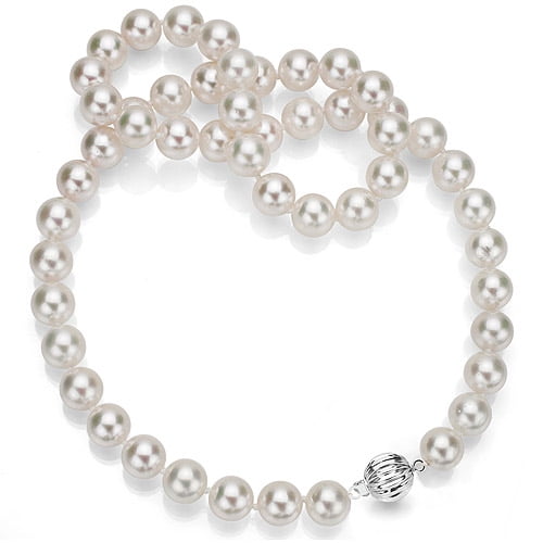 Ultra-Luster 10-11mm White Genuine Cultured Freshwater Pearl 18" Necklace and Sterling Silver Ball Clasp by Jacqueline's Collection