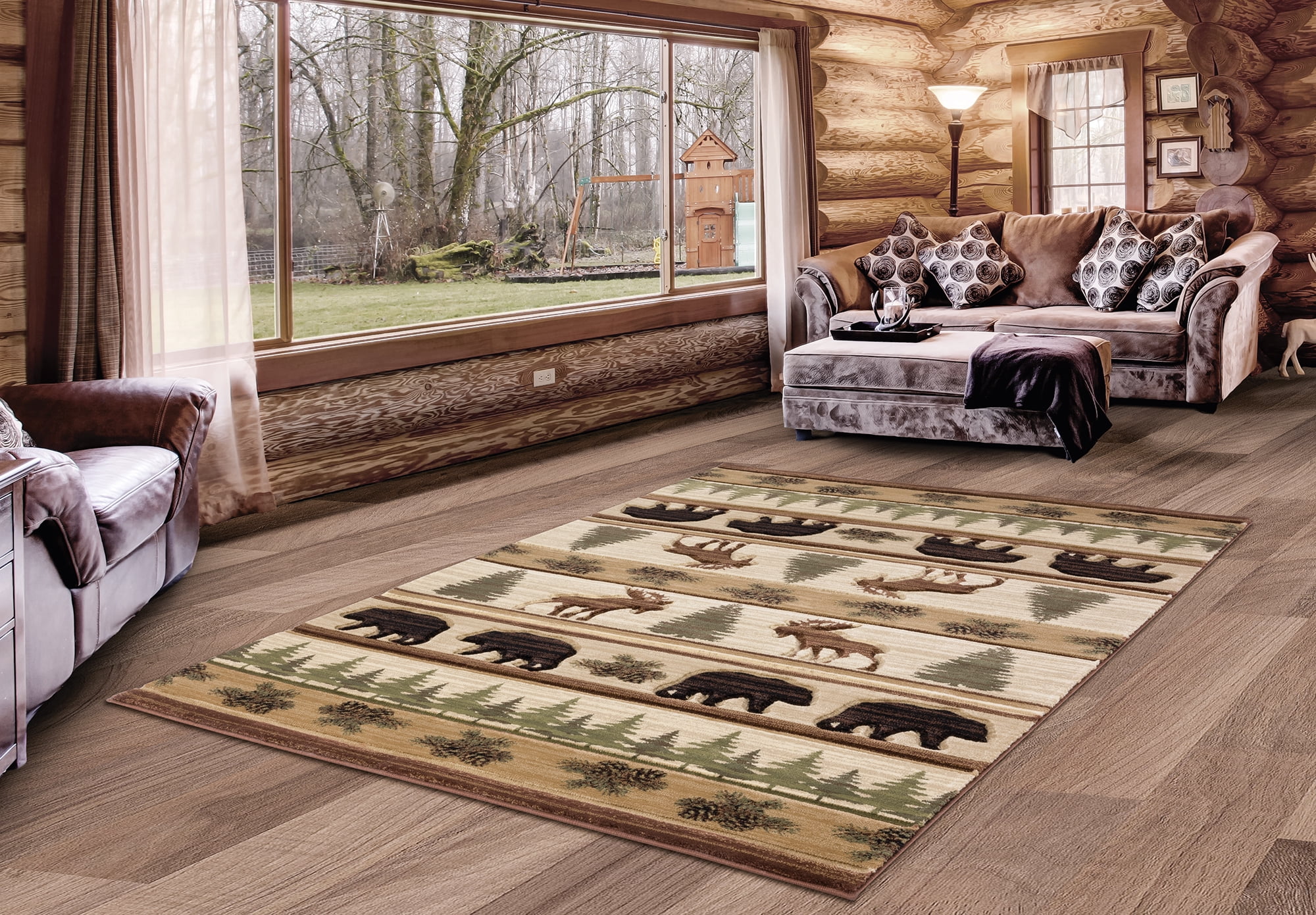 United Weavers Rustic Forest Causey Lodge Southwestern Area Rug, Beige, 5'3" x 7'6"