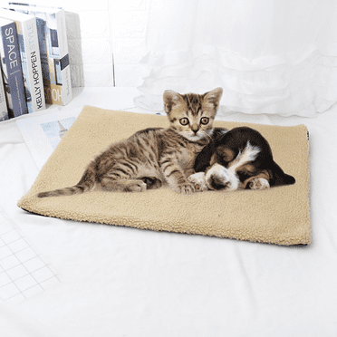 Fakrich Self Heating Pet Pad, Super Soft Thermal Dog Crate Bed Mat for Sleeping, Washable Anti-Slip Self Warming Cat Kennel Pad for Small Medium Large Cats Dogs Indoor Outdoor, 24.5x15.8 Inch