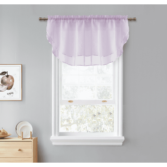 Kate Aurora Living Crystal Sheer Double Layered Rod Pocket Ascot Window Valances - Assorted Colors