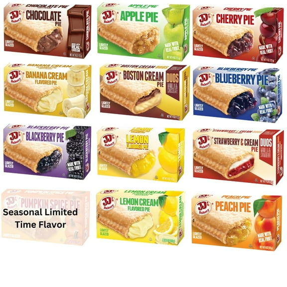 JJ's Bakery Ultimate Variety Pie Snack Pies, Individual Dessert, Fresh-Baked, Perfect for Snacks, Nut-Free, Kosher Parve, 4 Oz Each (Pack of 12)