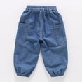 thumbnail image 4 of AINIYS Boys Drawstring Wide Leg Balloon Jeans Elastic Waist Denim Trousers for Street Style Blue 2-3Years, 4 of 9