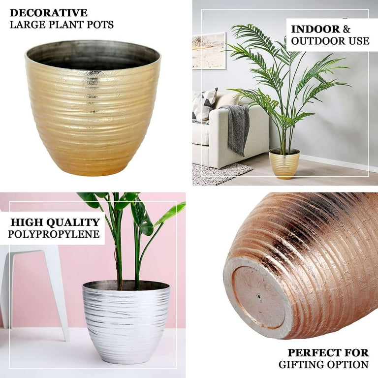 plant pot on a stand Kate and Laurel Gabi Decorative Glam Metal Planters, 12 x 27, Satin Gold, Modern Metallic Indoor Planters for Display and Decoration, Size: 2 Piece main image 1