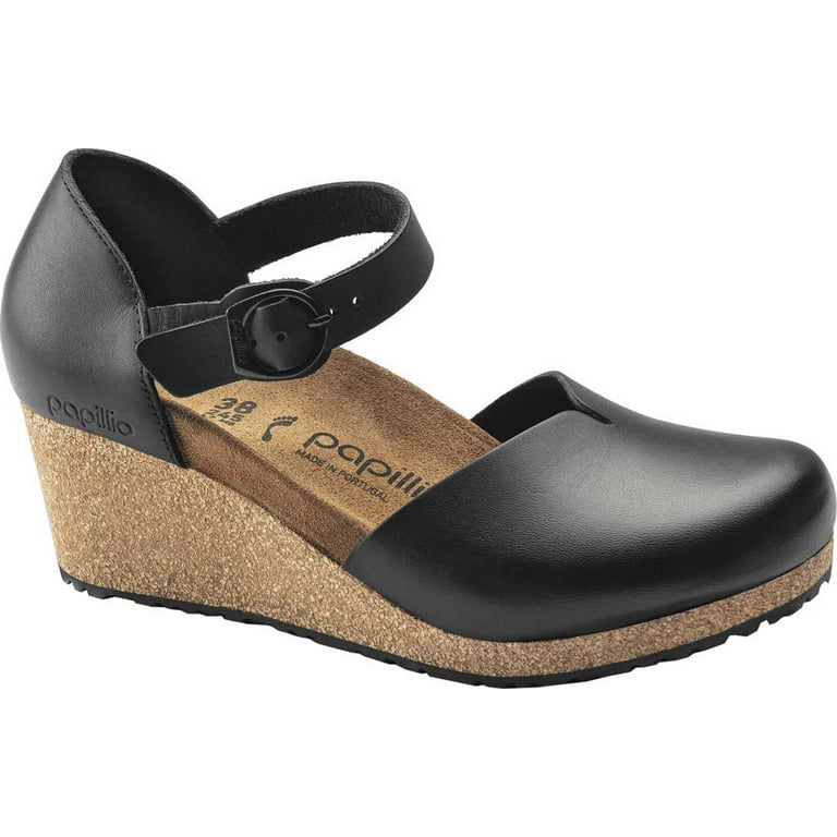 Women's Birkenstock Papillio Mary Wedge Mary Jane Black Leather 2 37 N