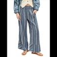 thumbnail image 1 of Pantalones de Rayas para Mujer, Cintura Alta, Pierna , Algodón y , Moda Playera, Cintura Elástica, Pantalones Casuales Sueltos. Azul M, 1 of 7