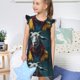 thumbnail image 4 of Balery Surrealist Goat Camisón de princesa para niñas, pijama de algodón con mangas abullonadas, suave y bonito.-XX-Large, 4 of 6