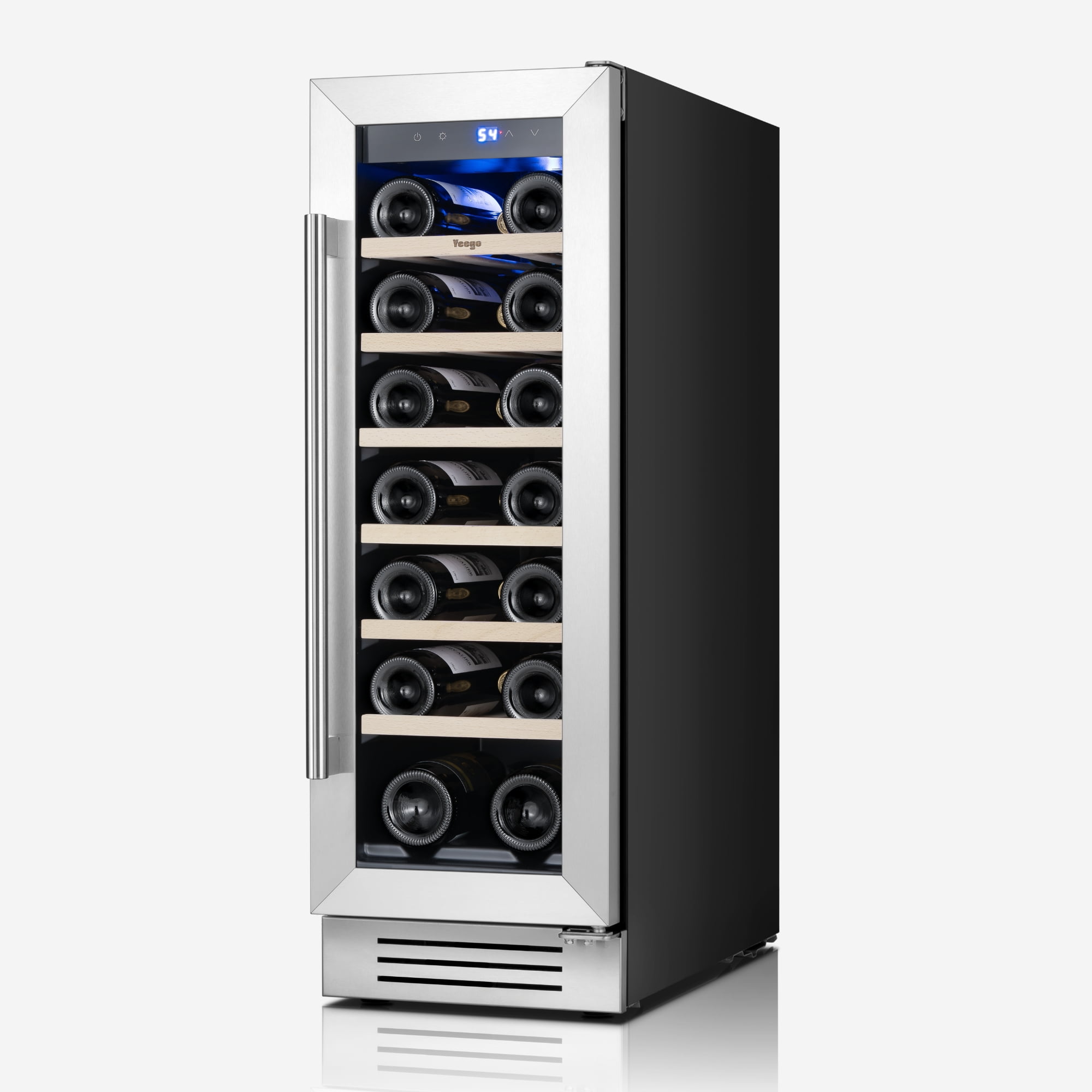 Yeego 12" Wine Cooler Refrigerator, 18 Bottles Wine Refrigerator with Compressor, Wine Fridge with Glass Door ， Built-in Undercounter or Freestanding