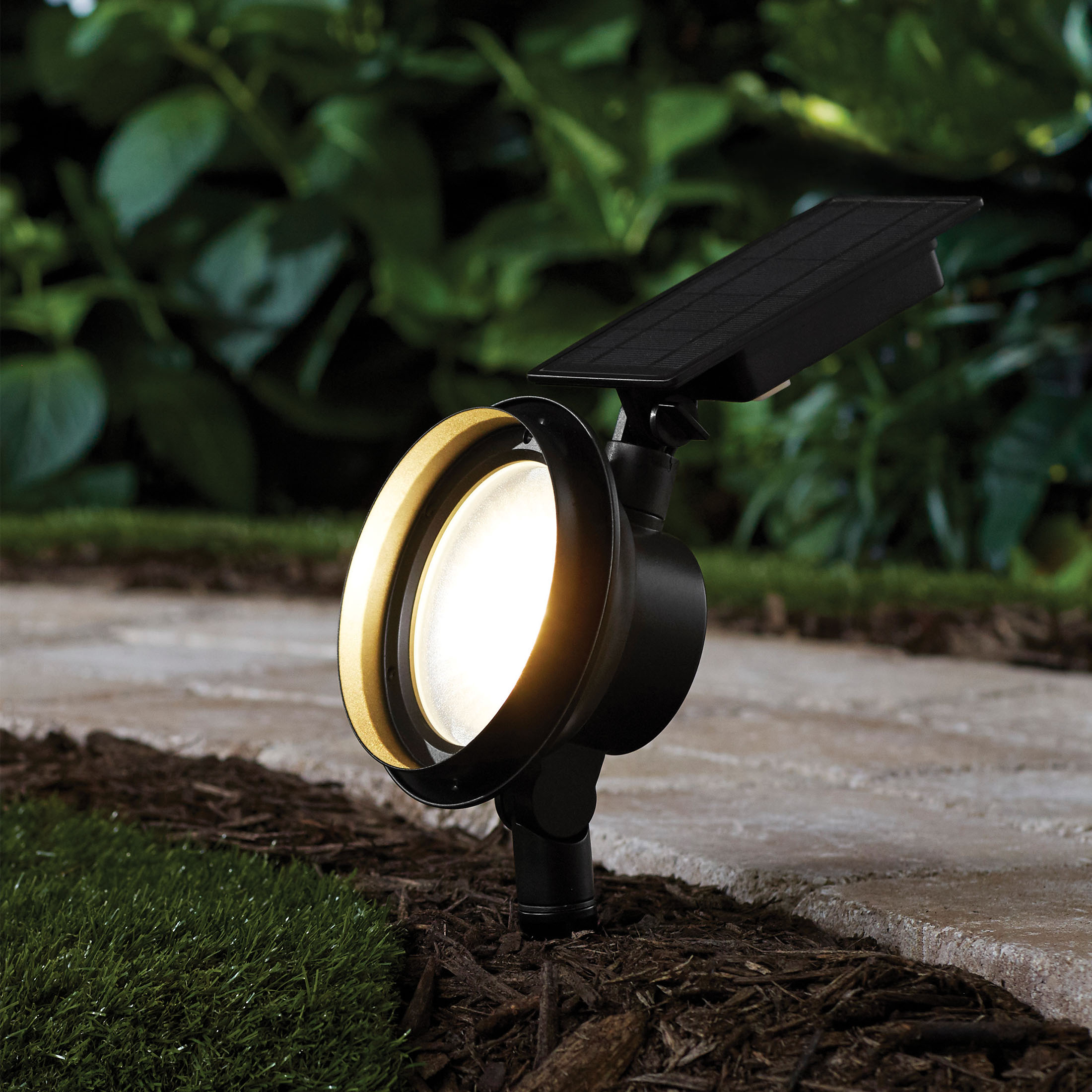Better Homes  Gardens Solar Powered Black Metal Color Lock LED Spotlight,  120 Lumens