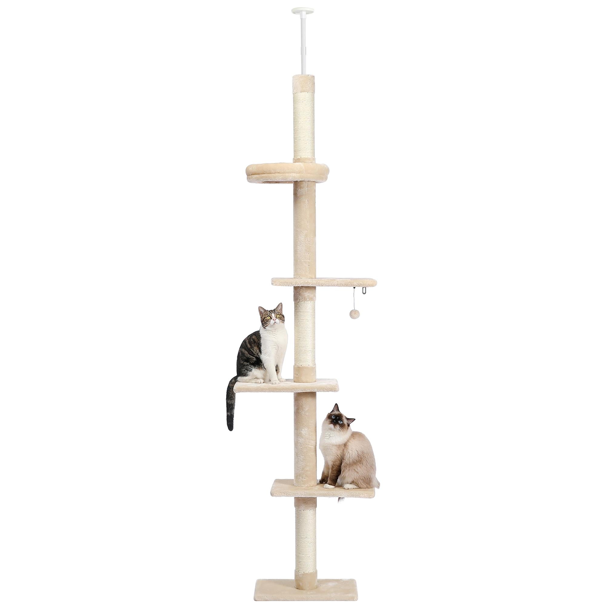 Pefilos Cat Tree Tower Interactive Adjustable 90"-108" Tall, 5-Tier Floor to Ceiling Cat Tower for Indoor Cats, Beige Pefilos Cat Tree Tower Interactive Adjustable 90"-108" Tall, 5-Tier Floor to Ceiling Cat Tower for Indoor Cats, Beige
