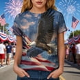 thumbnail image 6 of felwors Women's Casual Patriotic Graphic T-Shirt – USA Flag, Eagle, Statue of Liberty & Fireworks Print, Short Sleeve Crew Neck Tee for 4th of July Events (Brick Red, M), 6 of 8