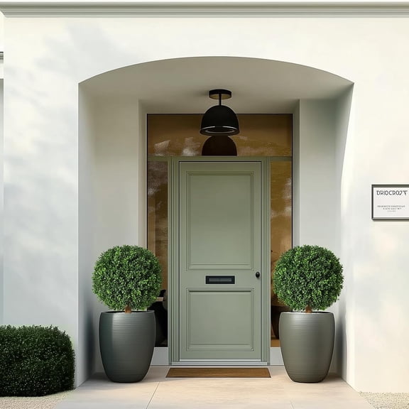 EcoSummer 24 Inch Artificial Boxwood Topiary Ball Trees, Set of 2 UV Resistant Faux Plants in Nursery Pots, Indoor Outdoor Fake Plants for Porch, Patio, Entryway, Garden Decor