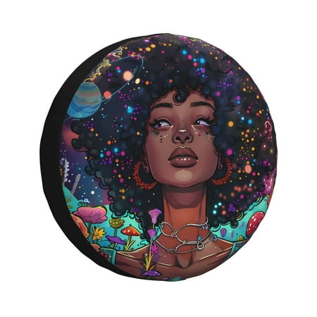 Gaeub Cosmic Garden Woman Portrait 14-17in Tire Cover Spare Tire Cover for Camper Caravan Trailer Car Truck SUV Jeep-14 inch